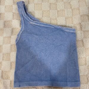 Blue One Shoulder Tank
